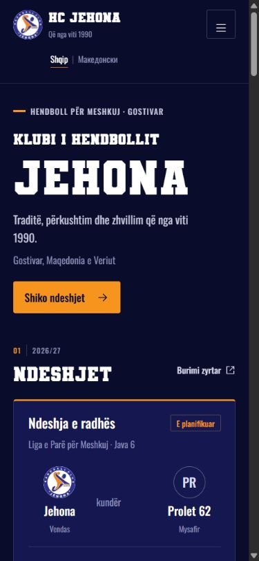 HC Jehona mobile website.